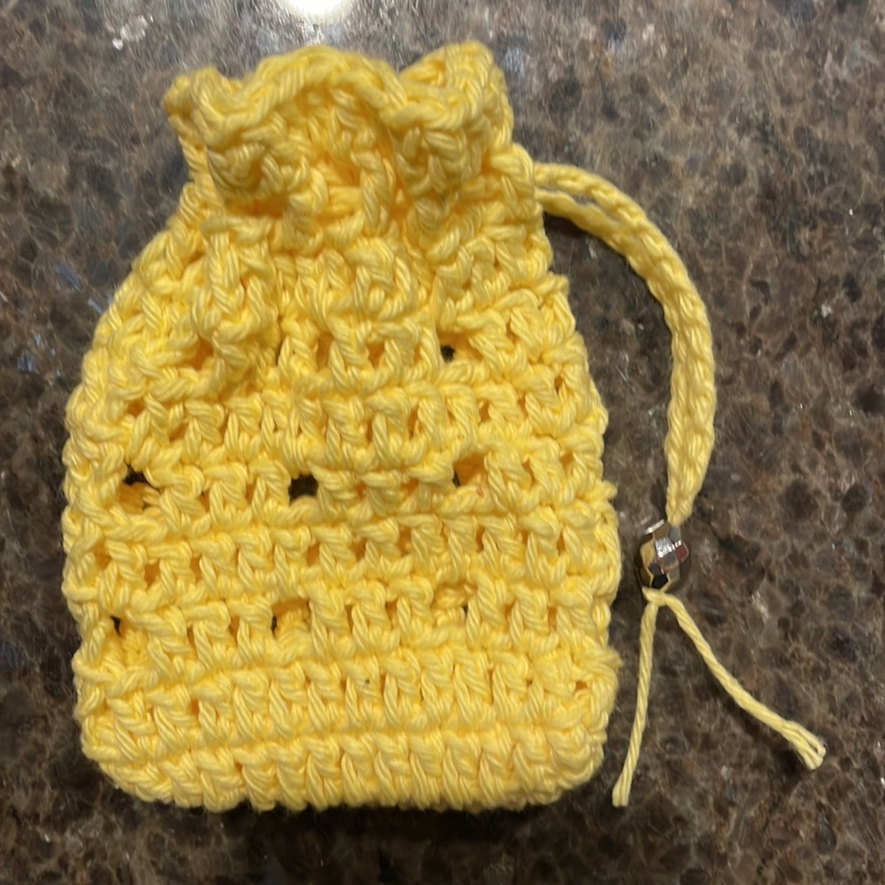 Crochet Soap Saver Soap Bag with Beaded Pull String 100% Cotton Made By Seller - Picture 11 of 12